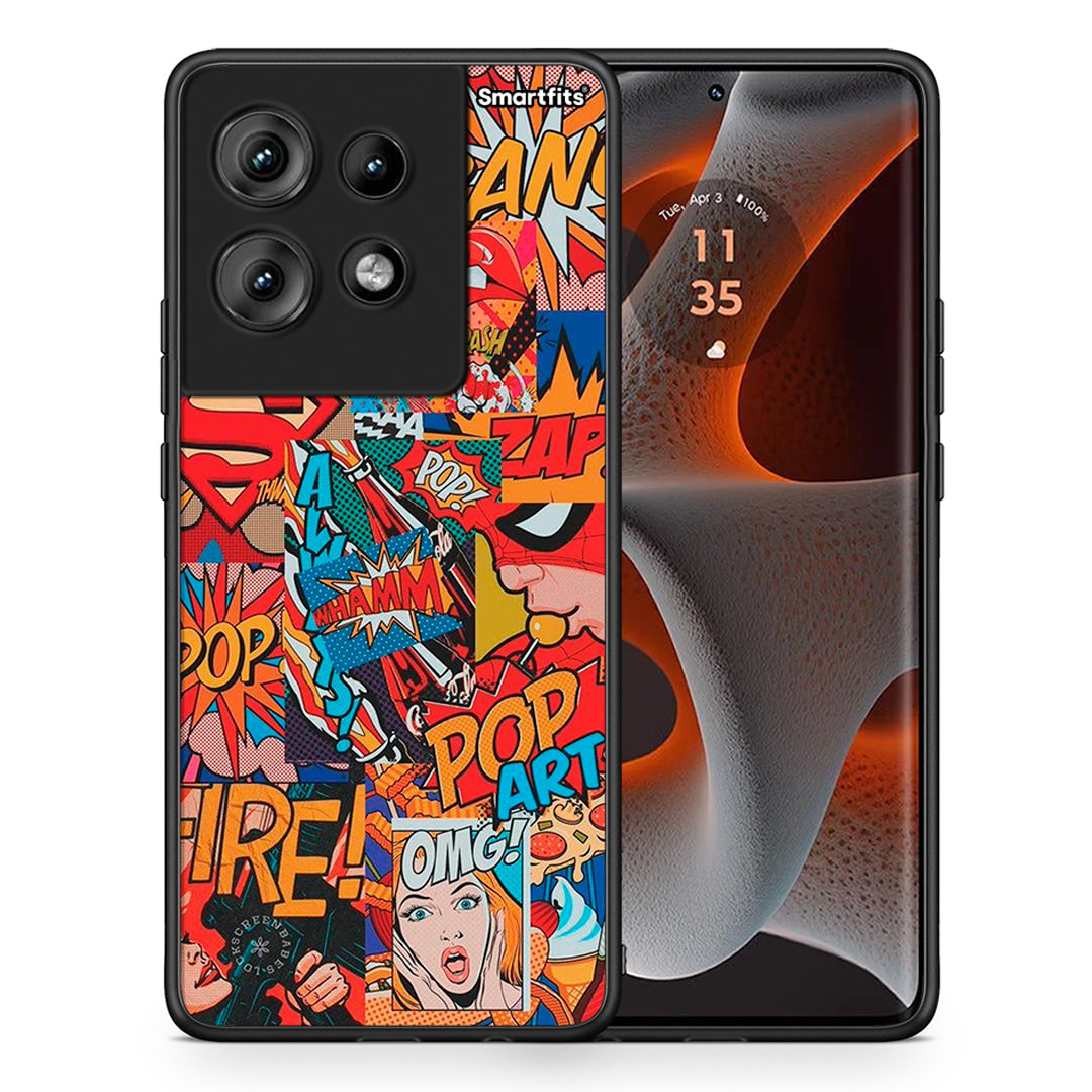 Θήκη Motorola Edge 50 PopArt OMG από τη Smartfits με σχέδιο στο πίσω μέρος και μαύρο περίβλημα | Motorola Edge 50 PopArt OMG case with colorful back and black bezels