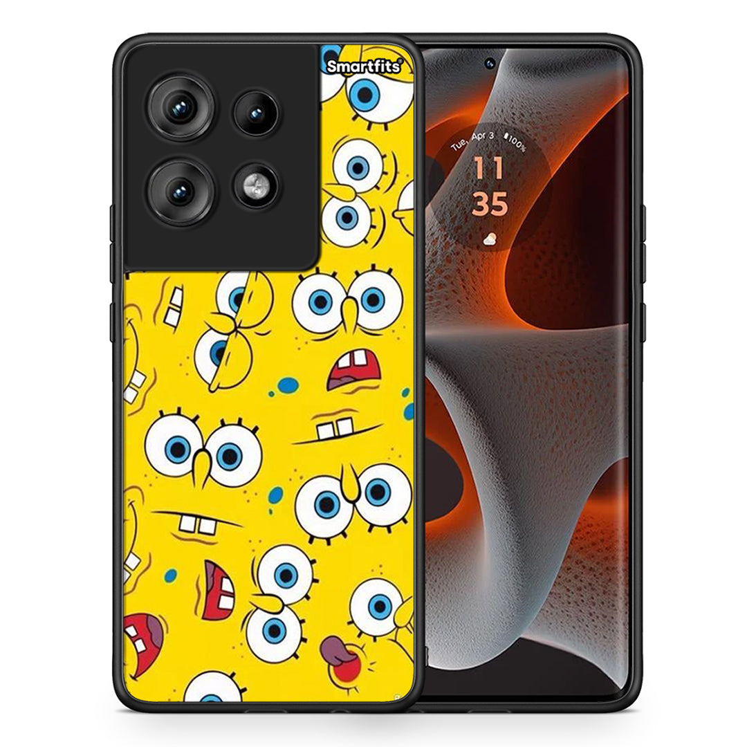 Θήκη Motorola Edge 50 Sponge PopArt από τη Smartfits με σχέδιο στο πίσω μέρος και μαύρο περίβλημα | Motorola Edge 50 Sponge PopArt case with colorful back and black bezels