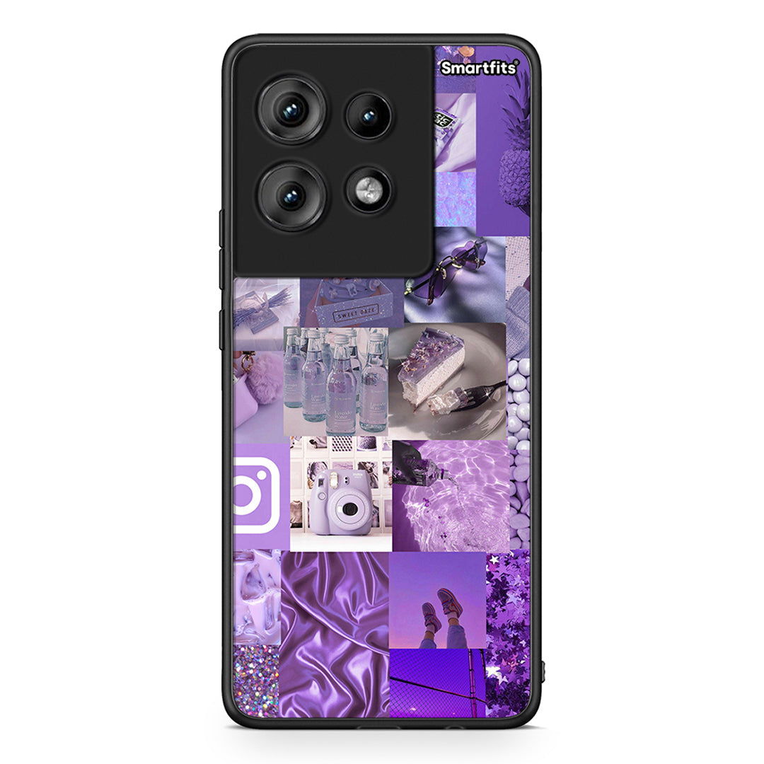 Motorola Edge 50 Purple Aesthetic Collage θήκη από τη Smartfits με σχέδιο στο πίσω μέρος και μαύρο περίβλημα | Smartphone case with colorful back and black bezels by Smartfits