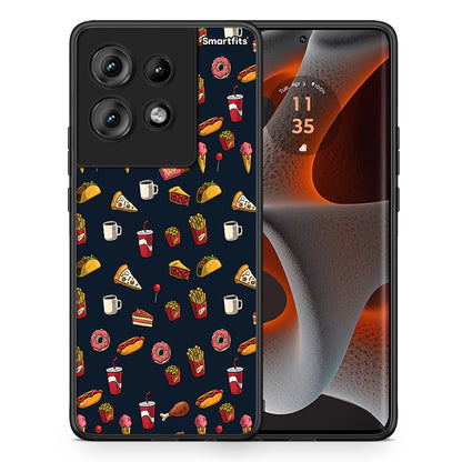 Θήκη Motorola Edge 50 Hungry Random από τη Smartfits με σχέδιο στο πίσω μέρος και μαύρο περίβλημα | Motorola Edge 50 Hungry Random case with colorful back and black bezels