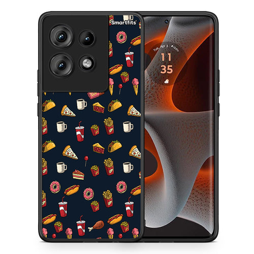 Θήκη Motorola Edge 50 Hungry Random από τη Smartfits με σχέδιο στο πίσω μέρος και μαύρο περίβλημα | Motorola Edge 50 Hungry Random case with colorful back and black bezels