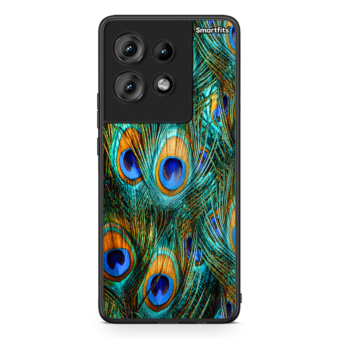 Motorola Edge 50 Real Peacock Feathers θήκη από τη Smartfits με σχέδιο στο πίσω μέρος και μαύρο περίβλημα | Smartphone case with colorful back and black bezels by Smartfits