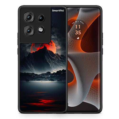 Θήκη Motorola Edge 50 Red Full Moon από τη Smartfits με σχέδιο στο πίσω μέρος και μαύρο περίβλημα | Motorola Edge 50 Red Full Moon case with colorful back and black bezels