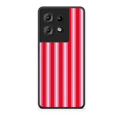 Θήκη Motorola Edge 50 Red and Pink Vertical Pinstripes από τη Smartfits με σχέδιο στο πίσω μέρος και μαύρο περίβλημα | Motorola Edge 50 Red and Pink Vertical Pinstripes case with colorful back and black bezels