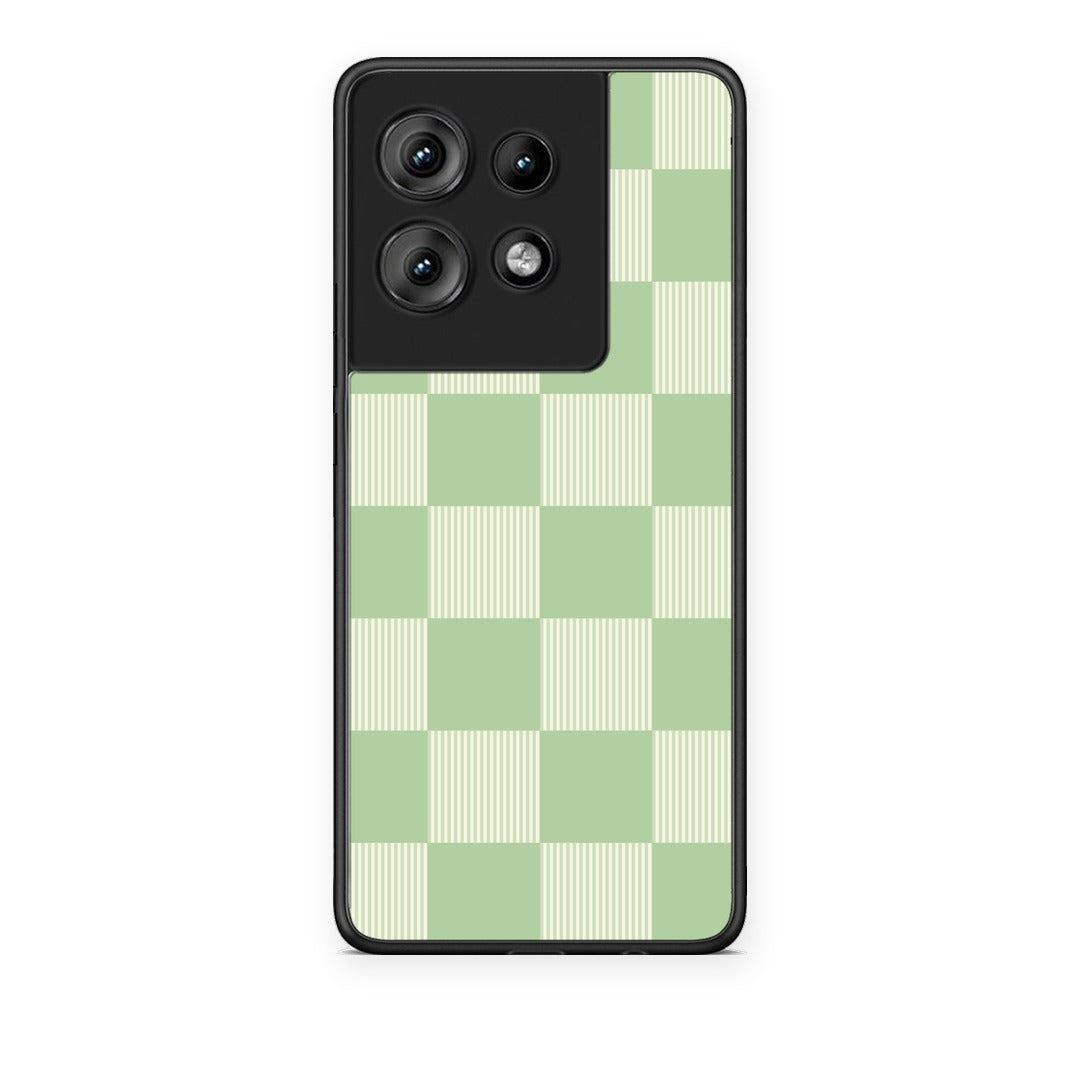 Θήκη Motorola Edge 50 Sage and Cream Striped Checks από τη Smartfits με σχέδιο στο πίσω μέρος και μαύρο περίβλημα | Motorola Edge 50 Sage and Cream Striped Checks case with colorful back and black bezels
