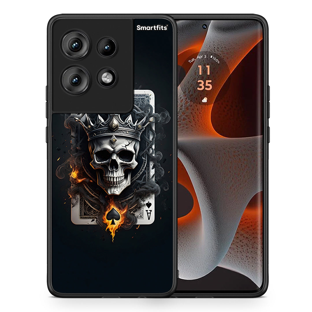Θήκη Motorola Edge 50 Skull King Ace από τη Smartfits με σχέδιο στο πίσω μέρος και μαύρο περίβλημα | Motorola Edge 50 Skull King Ace case with colorful back and black bezels