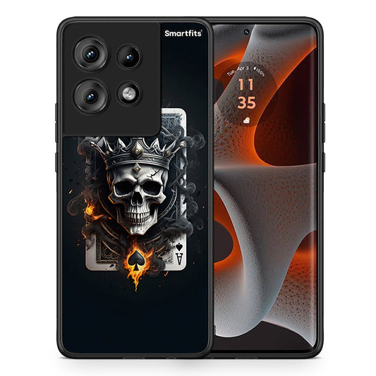 Θήκη Motorola Edge 50 Skull King Ace από τη Smartfits με σχέδιο στο πίσω μέρος και μαύρο περίβλημα | Motorola Edge 50 Skull King Ace case with colorful back and black bezels