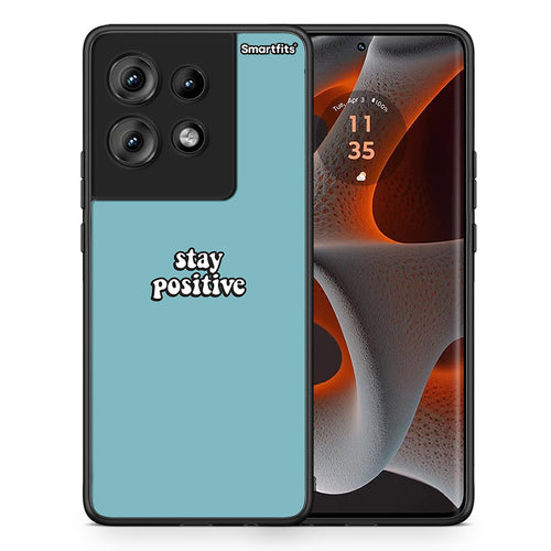Θήκη Motorola Edge 50 Positive Text από τη Smartfits με σχέδιο στο πίσω μέρος και μαύρο περίβλημα | Motorola Edge 50 Positive Text case with colorful back and black bezels