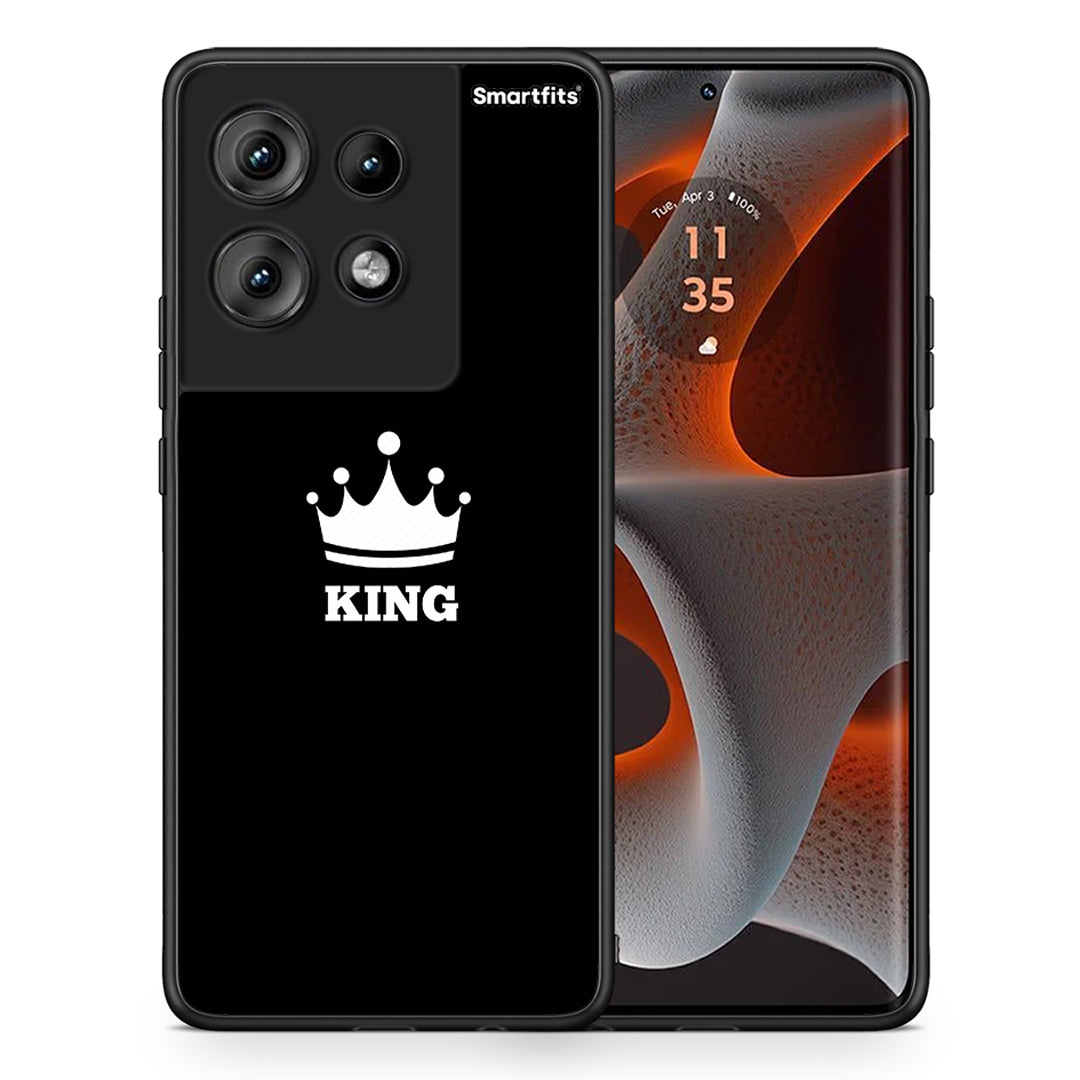 Θήκη Motorola Edge 50 King Valentine από τη Smartfits με σχέδιο στο πίσω μέρος και μαύρο περίβλημα | Motorola Edge 50 King Valentine case with colorful back and black bezels