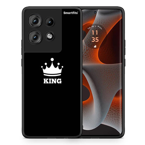 Θήκη Motorola Edge 50 King Valentine από τη Smartfits με σχέδιο στο πίσω μέρος και μαύρο περίβλημα | Motorola Edge 50 King Valentine case with colorful back and black bezels