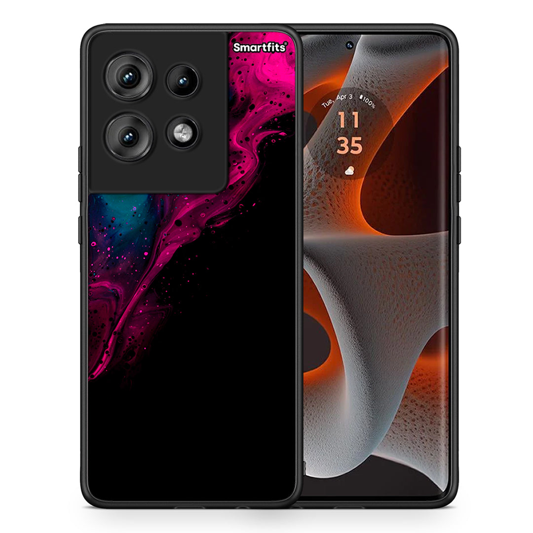 Θήκη Motorola Edge 50 Pink Black Watercolor από τη Smartfits με σχέδιο στο πίσω μέρος και μαύρο περίβλημα | Motorola Edge 50 Pink Black Watercolor case with colorful back and black bezels