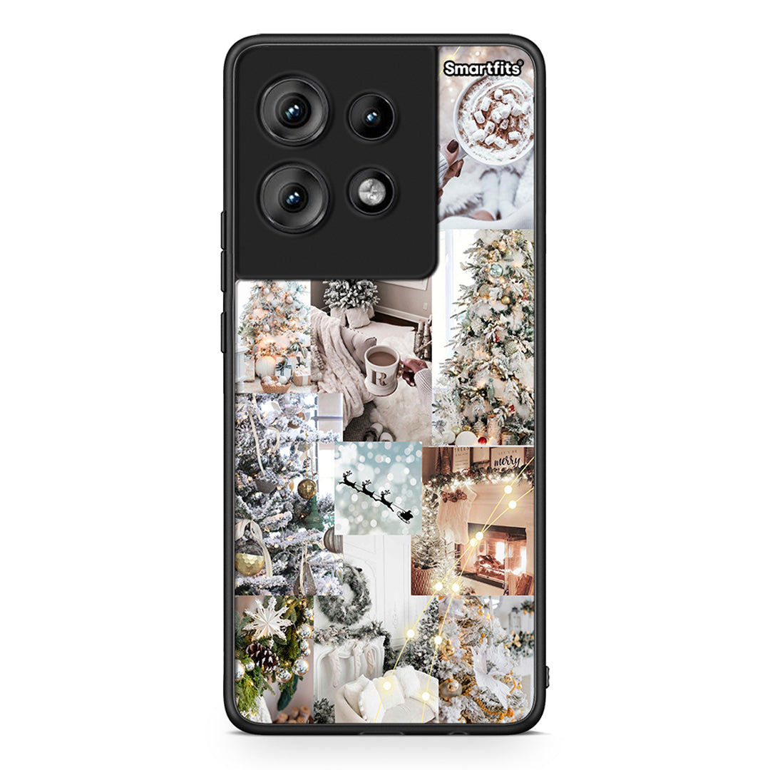 Motorola Edge 50 White Christmas θήκη από τη Smartfits με σχέδιο στο πίσω μέρος και μαύρο περίβλημα | Smartphone case with colorful back and black bezels by Smartfits