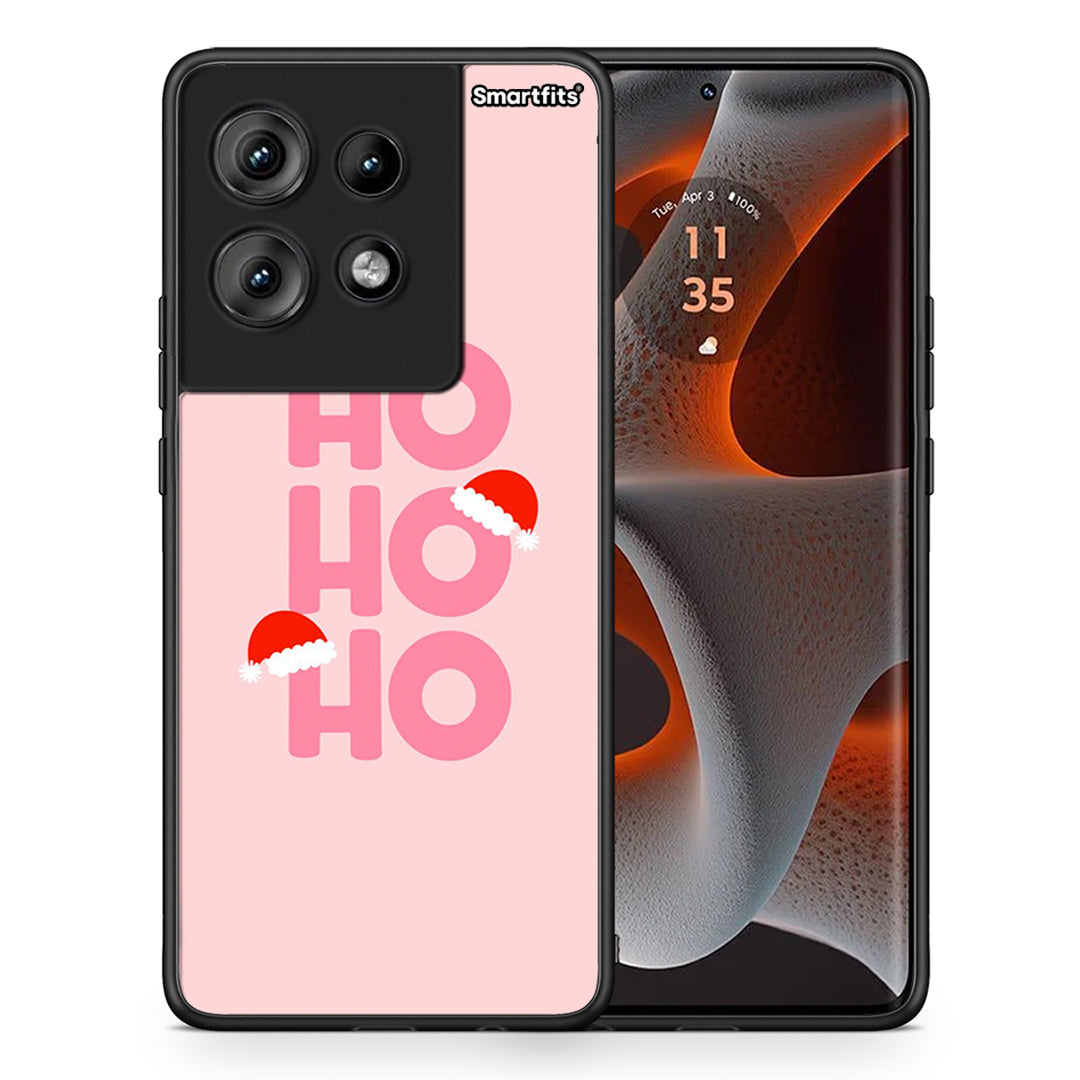 Θήκη Motorola Edge 50 Xmas Ho Ho Ho από τη Smartfits με σχέδιο στο πίσω μέρος και μαύρο περίβλημα | Motorola Edge 50 Xmas Ho Ho Ho case with colorful back and black bezels
