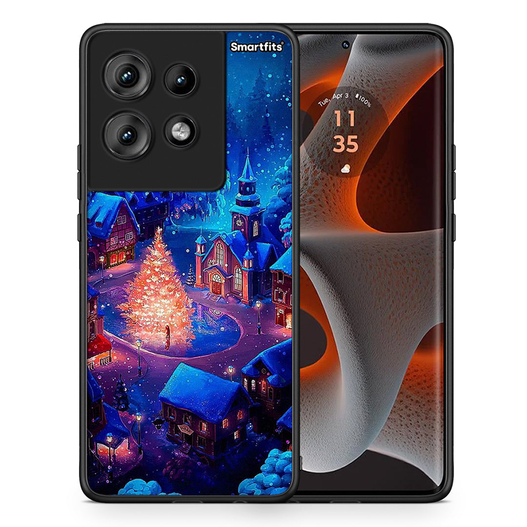 Θήκη Motorola Edge 50 Xmas Village από τη Smartfits με σχέδιο στο πίσω μέρος και μαύρο περίβλημα | Motorola Edge 50 Xmas Village case with colorful back and black bezels