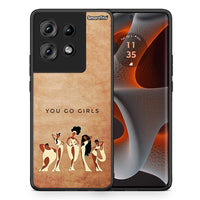 Thumbnail for Θήκη Motorola Edge 50 You Go Girl από τη Smartfits με σχέδιο στο πίσω μέρος και μαύρο περίβλημα | Motorola Edge 50 You Go Girl case with colorful back and black bezels