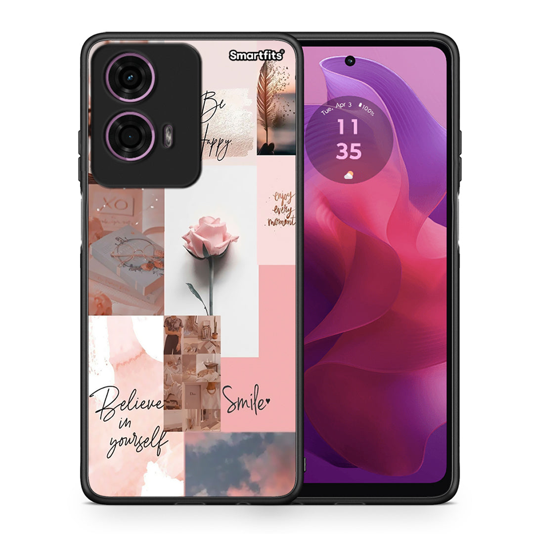 Θήκη Motorola G24 Aesthetic Collage από τη Smartfits με σχέδιο στο πίσω μέρος και μαύρο περίβλημα | Motorola G24 Aesthetic Collage case with colorful back and black bezels