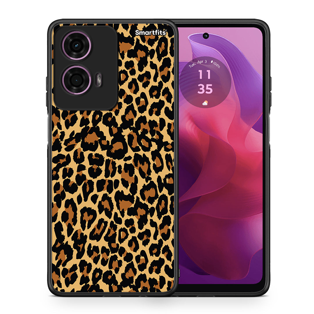 Θήκη Motorola G24 Leopard Animal από τη Smartfits με σχέδιο στο πίσω μέρος και μαύρο περίβλημα | Motorola G24 Leopard Animal case with colorful back and black bezels
