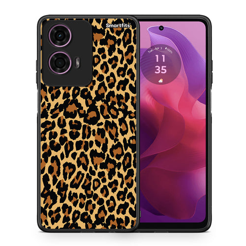Θήκη Motorola G24 Leopard Animal από τη Smartfits με σχέδιο στο πίσω μέρος και μαύρο περίβλημα | Motorola G24 Leopard Animal case with colorful back and black bezels