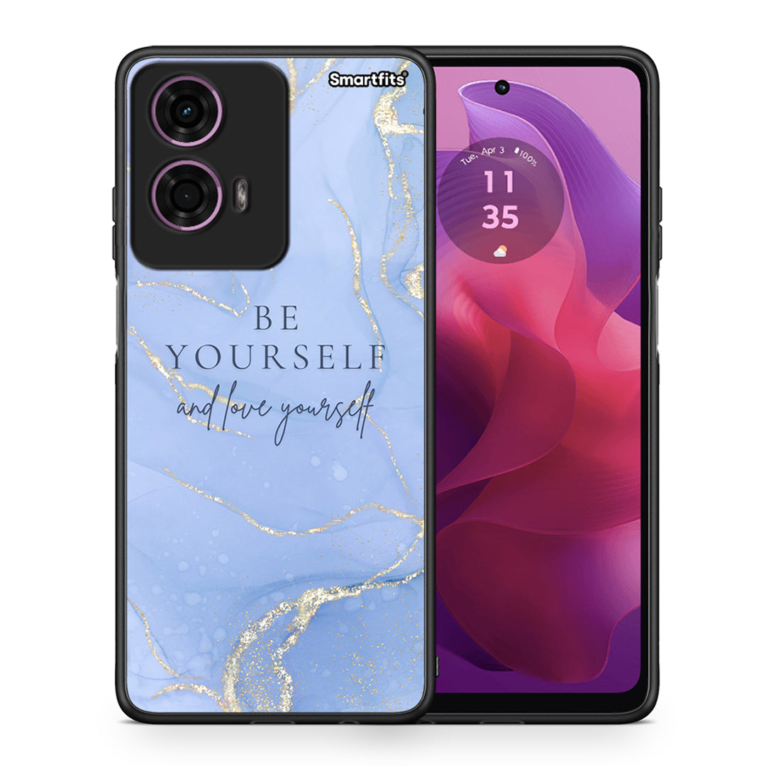 Θήκη Motorola G24 Be Yourself από τη Smartfits με σχέδιο στο πίσω μέρος και μαύρο περίβλημα | Motorola G24 Be Yourself case with colorful back and black bezels