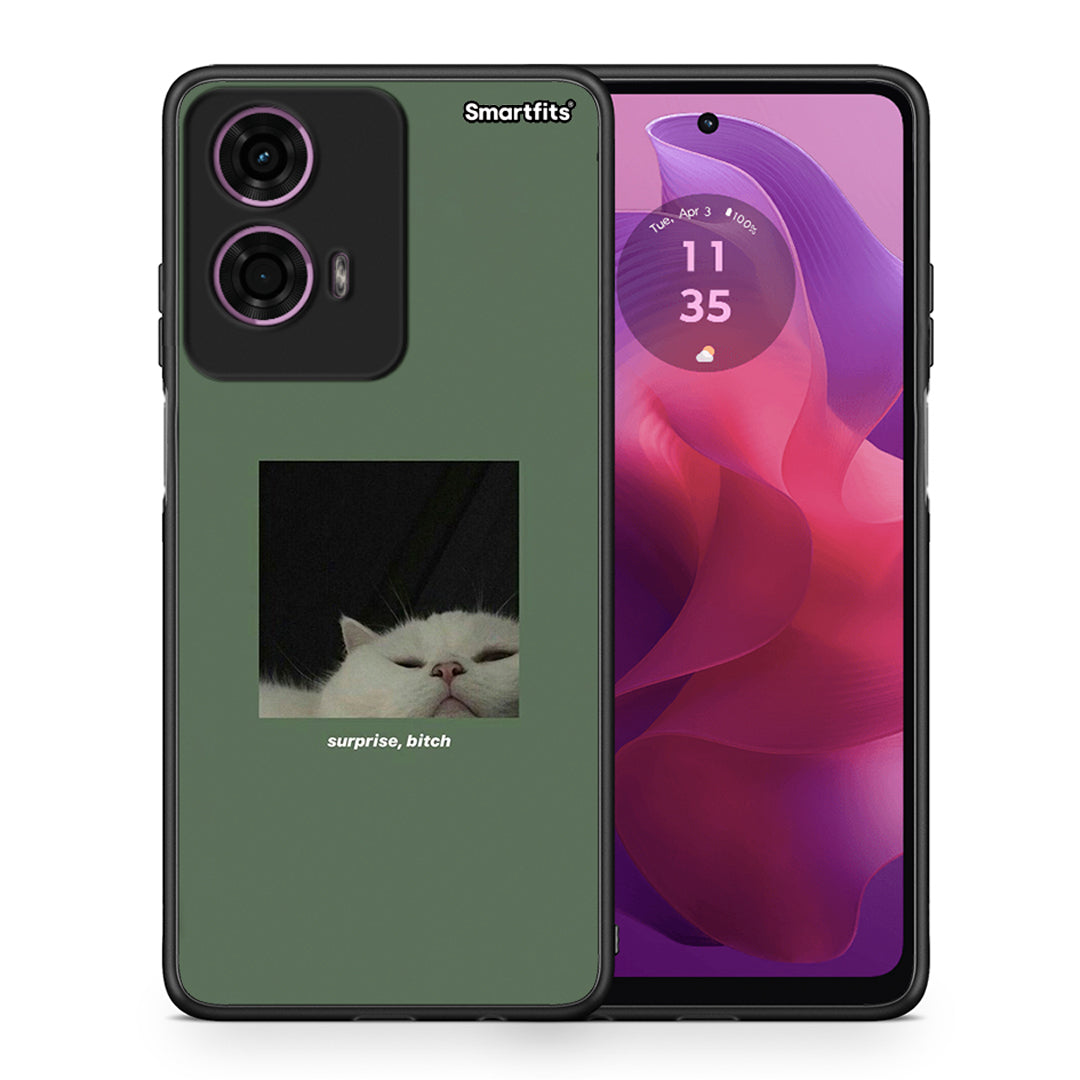 Θήκη Motorola G24 Bitch Surprise από τη Smartfits με σχέδιο στο πίσω μέρος και μαύρο περίβλημα | Motorola G24 Bitch Surprise case with colorful back and black bezels