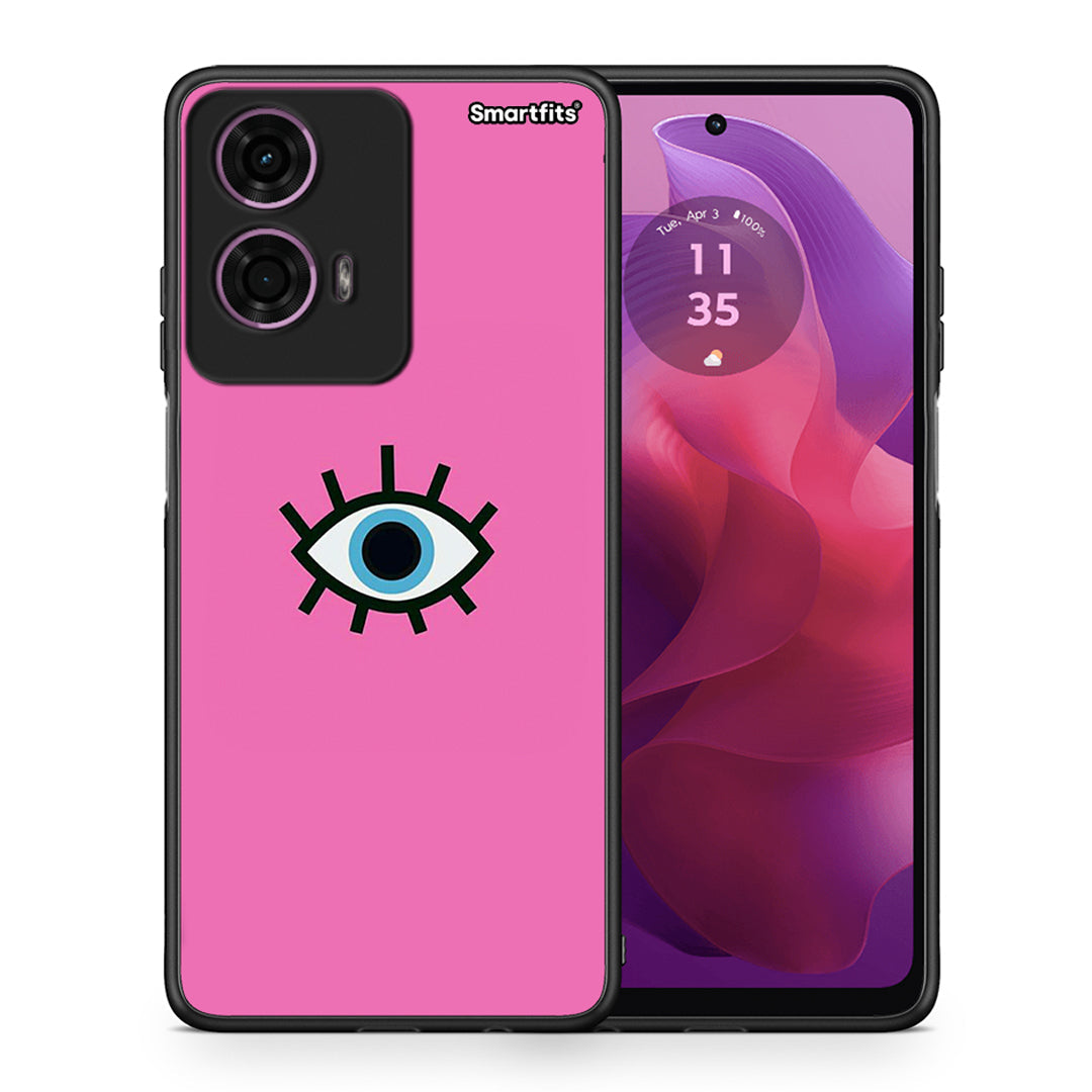 Θήκη Motorola G24 Blue Eye Pink από τη Smartfits με σχέδιο στο πίσω μέρος και μαύρο περίβλημα | Motorola G24 Blue Eye Pink case with colorful back and black bezels