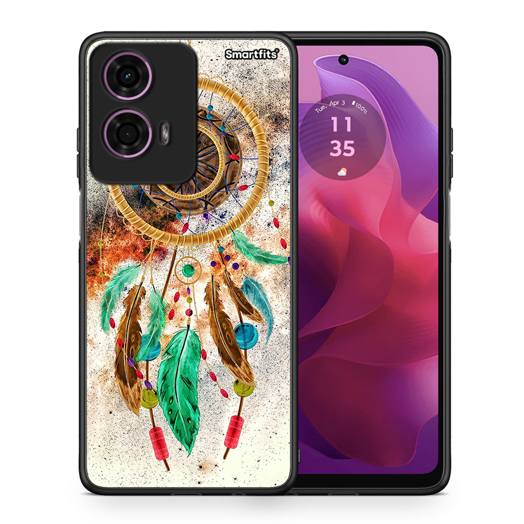 Θήκη Motorola G24 DreamCatcher Boho από τη Smartfits με σχέδιο στο πίσω μέρος και μαύρο περίβλημα | Motorola G24 DreamCatcher Boho case with colorful back and black bezels