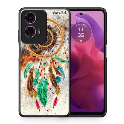 Θήκη Motorola G24 DreamCatcher Boho από τη Smartfits με σχέδιο στο πίσω μέρος και μαύρο περίβλημα | Motorola G24 DreamCatcher Boho case with colorful back and black bezels