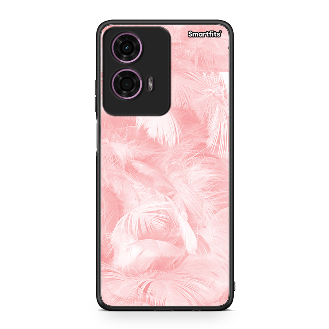 33 - Motorola G24 Pink Feather Boho case, cover, bumper