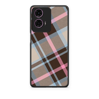 Θήκη Motorola G24 Brown Pink and Blue Diagonal Plaid από τη Smartfits με σχέδιο στο πίσω μέρος και μαύρο περίβλημα | Motorola G24 Brown Pink and Blue Diagonal Plaid case with colorful back and black bezels