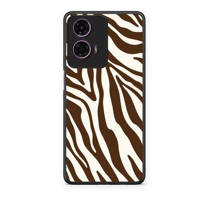 Θήκη Motorola G24 Brown and Cream Zebra Stripes από τη Smartfits με σχέδιο στο πίσω μέρος και μαύρο περίβλημα | Motorola G24 Brown and Cream Zebra Stripes case with colorful back and black bezels
