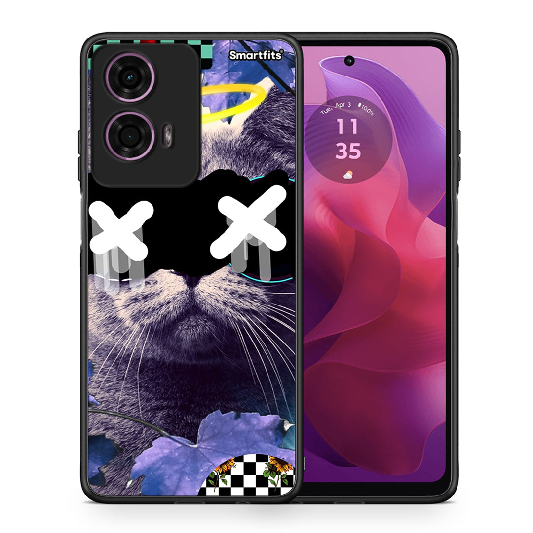 Θήκη Motorola G24 Cat Collage από τη Smartfits με σχέδιο στο πίσω μέρος και μαύρο περίβλημα | Motorola G24 Cat Collage case with colorful back and black bezels