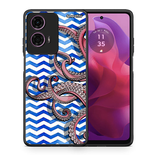 Θήκη Motorola G24 Chevron Devilfish από τη Smartfits με σχέδιο στο πίσω μέρος και μαύρο περίβλημα | Motorola G24 Chevron Devilfish case with colorful back and black bezels