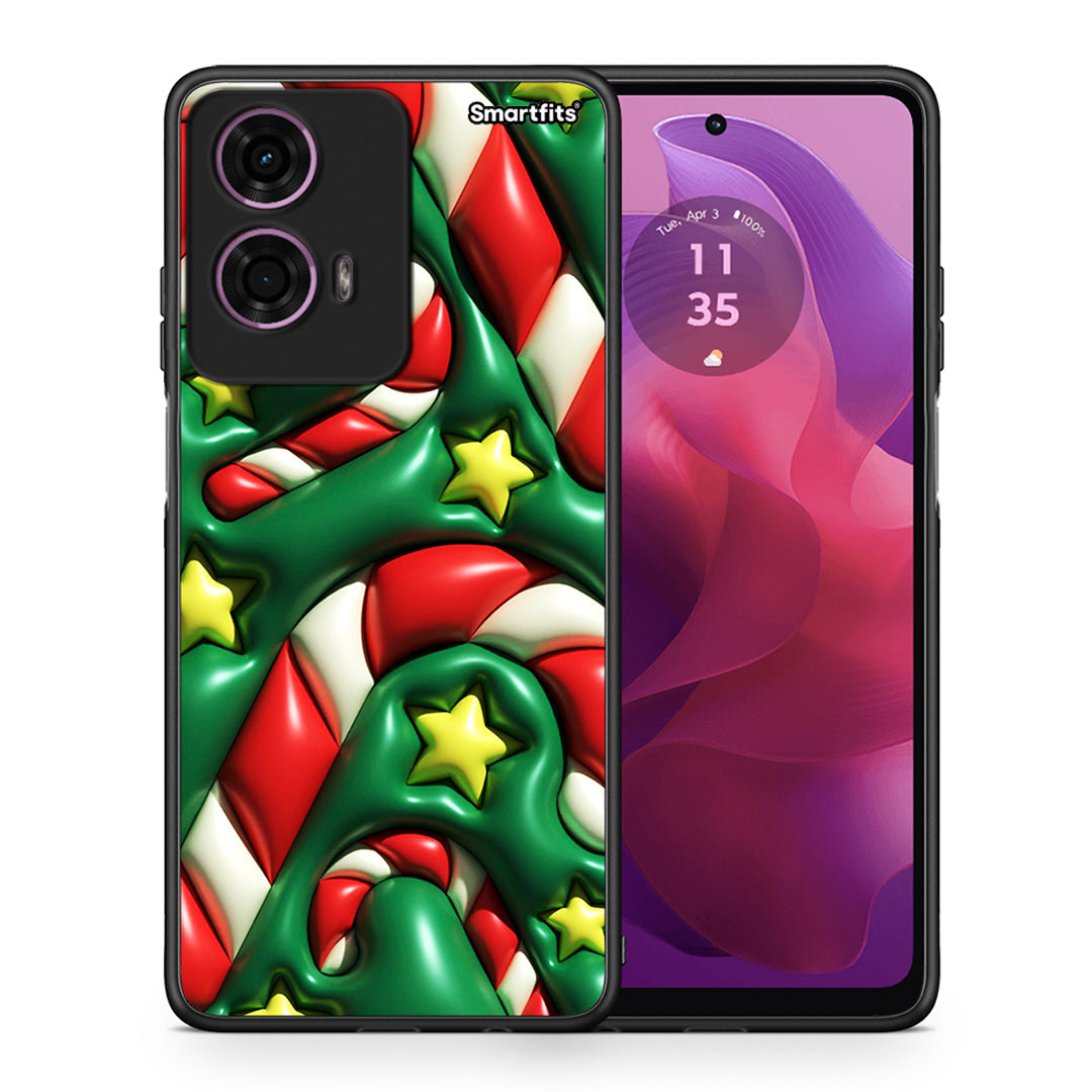 Θήκη Motorola G24 Christmas Bubbles από τη Smartfits με σχέδιο στο πίσω μέρος και μαύρο περίβλημα | Motorola G24 Christmas Bubbles case with colorful back and black bezels