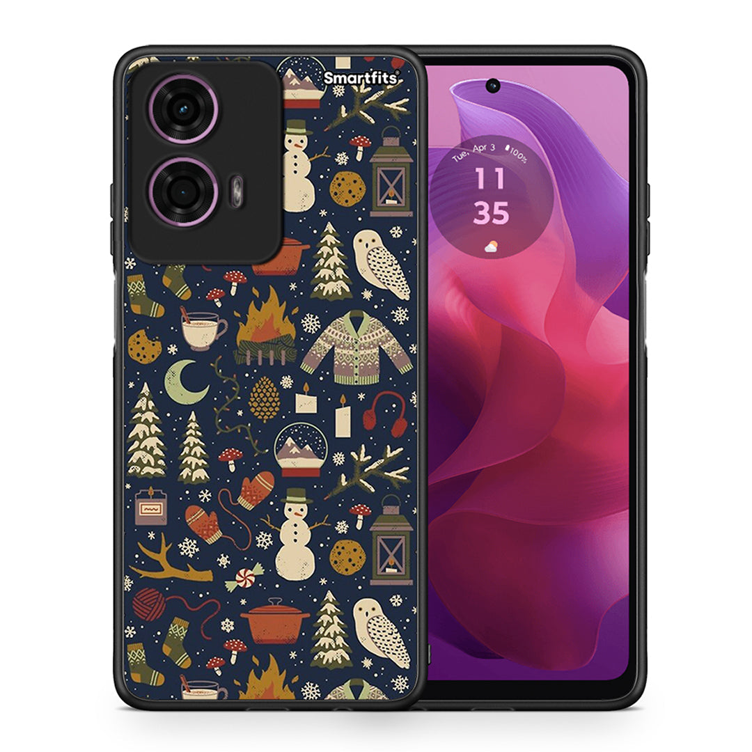 Θήκη Motorola G24 Christmas Elements από τη Smartfits με σχέδιο στο πίσω μέρος και μαύρο περίβλημα | Motorola G24 Christmas Elements case with colorful back and black bezels