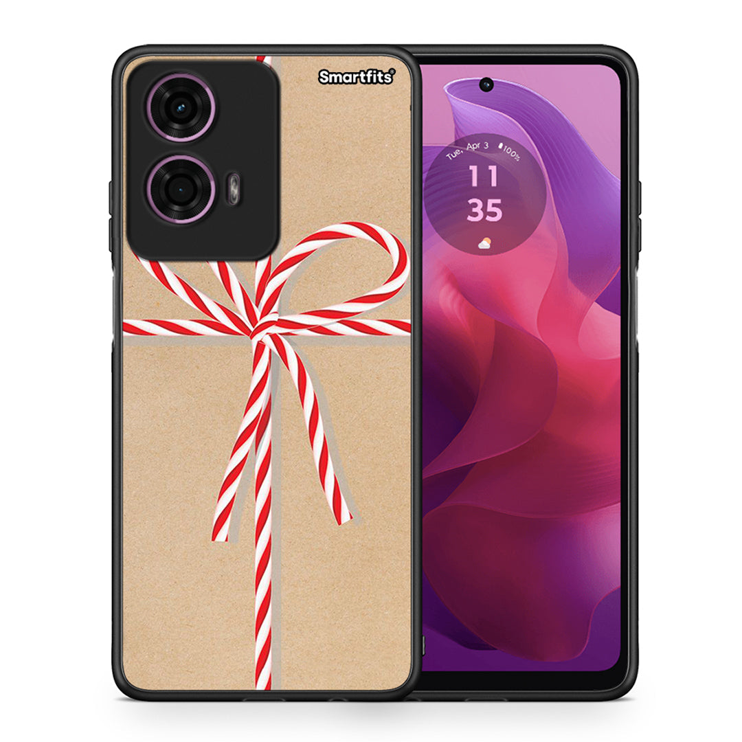 Θήκη Motorola G24 Christmas Gift από τη Smartfits με σχέδιο στο πίσω μέρος και μαύρο περίβλημα | Motorola G24 Christmas Gift case with colorful back and black bezels