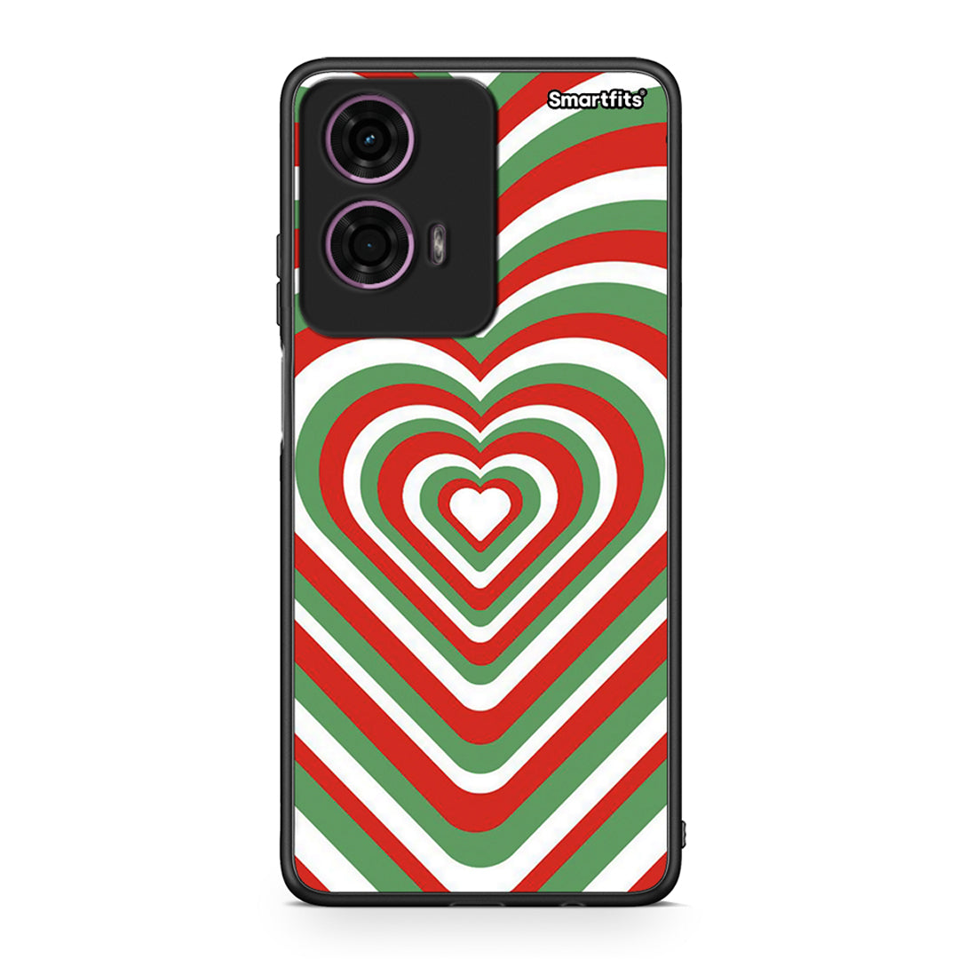 Motorola G24 Christmas Hearts θήκη από τη Smartfits με σχέδιο στο πίσω μέρος και μαύρο περίβλημα | Smartphone case with colorful back and black bezels by Smartfits