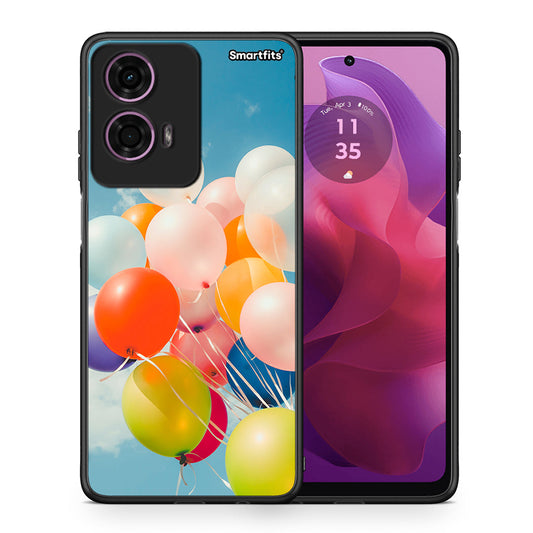 Θήκη Motorola G24 Colorful Balloons από τη Smartfits με σχέδιο στο πίσω μέρος και μαύρο περίβλημα | Motorola G24 Colorful Balloons case with colorful back and black bezels