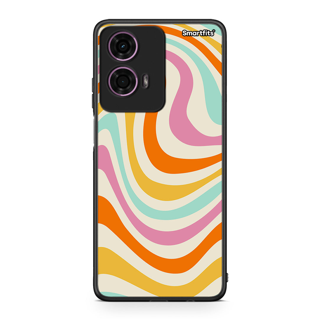 Motorola G24 Colourful Waves θήκη από τη Smartfits με σχέδιο στο πίσω μέρος και μαύρο περίβλημα | Smartphone case with colorful back and black bezels by Smartfits