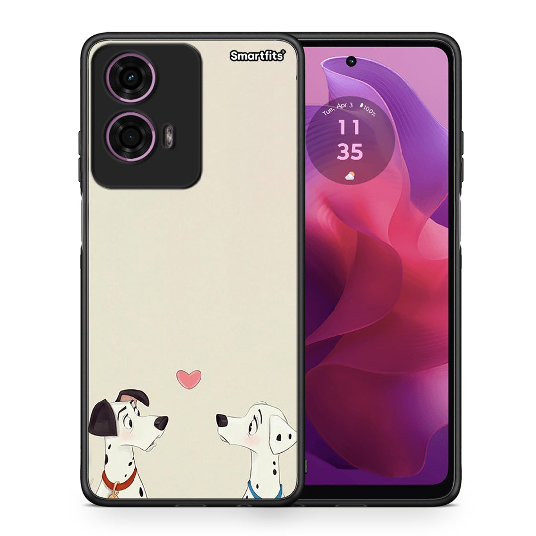Θήκη Motorola G24 Dalmatians Love από τη Smartfits με σχέδιο στο πίσω μέρος και μαύρο περίβλημα | Motorola G24 Dalmatians Love case with colorful back and black bezels