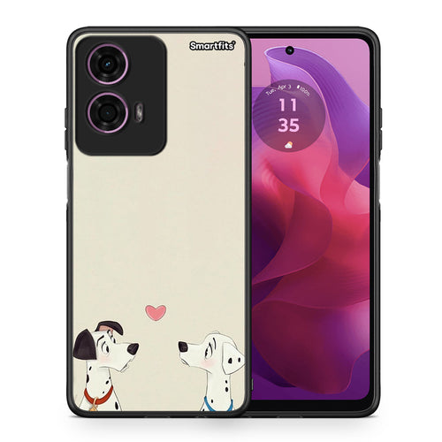 Θήκη Motorola G24 Dalmatians Love από τη Smartfits με σχέδιο στο πίσω μέρος και μαύρο περίβλημα | Motorola G24 Dalmatians Love case with colorful back and black bezels