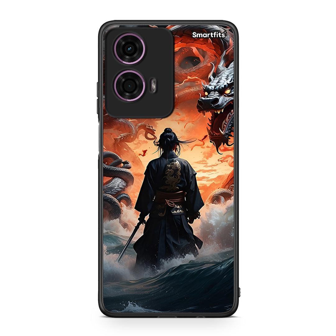 Motorola G24 Dragons Fight θήκη από τη Smartfits με σχέδιο στο πίσω μέρος και μαύρο περίβλημα | Smartphone case with colorful back and black bezels by Smartfits