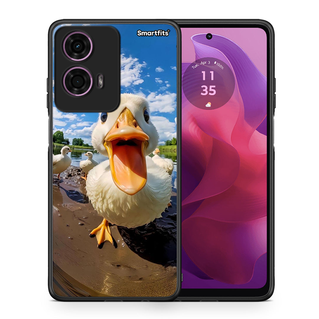Θήκη Motorola G24 Duck Face από τη Smartfits με σχέδιο στο πίσω μέρος και μαύρο περίβλημα | Motorola G24 Duck Face case with colorful back and black bezels