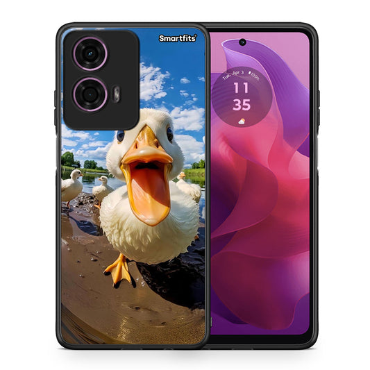 Θήκη Motorola G24 Duck Face από τη Smartfits με σχέδιο στο πίσω μέρος και μαύρο περίβλημα | Motorola G24 Duck Face case with colorful back and black bezels