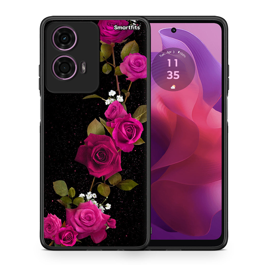 Θήκη Motorola G24 Red Roses Flower από τη Smartfits με σχέδιο στο πίσω μέρος και μαύρο περίβλημα | Motorola G24 Red Roses Flower case with colorful back and black bezels