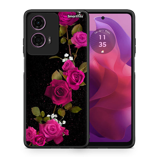 Θήκη Motorola G24 Red Roses Flower από τη Smartfits με σχέδιο στο πίσω μέρος και μαύρο περίβλημα | Motorola G24 Red Roses Flower case with colorful back and black bezels