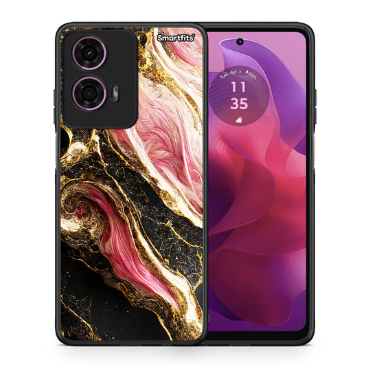 Θήκη Motorola G24 Glamorous Pink Marble από τη Smartfits με σχέδιο στο πίσω μέρος και μαύρο περίβλημα | Motorola G24 Glamorous Pink Marble case with colorful back and black bezels
