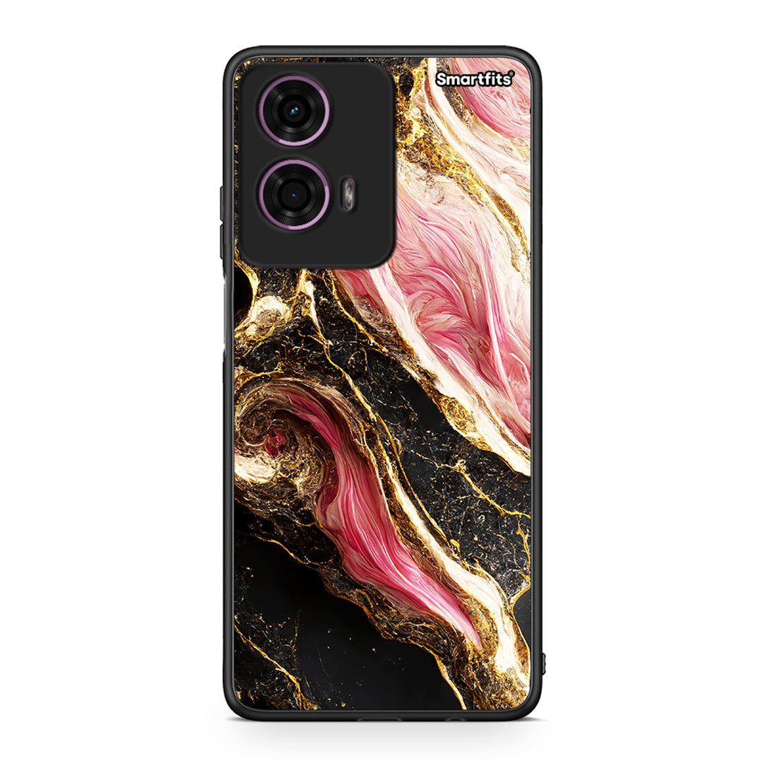 Motorola G24 Glamorous Pink Marble θήκη από τη Smartfits με σχέδιο στο πίσω μέρος και μαύρο περίβλημα | Smartphone case with colorful back and black bezels by Smartfits