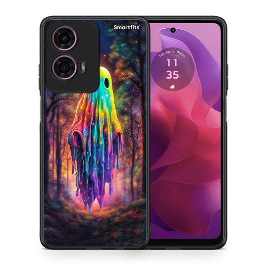 Θήκη Motorola G24 Halloween Ghost από τη Smartfits με σχέδιο στο πίσω μέρος και μαύρο περίβλημα | Motorola G24 Halloween Ghost case with colorful back and black bezels