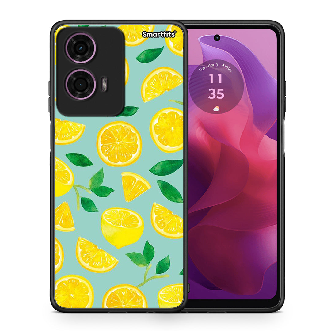 Θήκη Motorola G24 Lemons από τη Smartfits με σχέδιο στο πίσω μέρος και μαύρο περίβλημα | Motorola G24 Lemons case with colorful back and black bezels