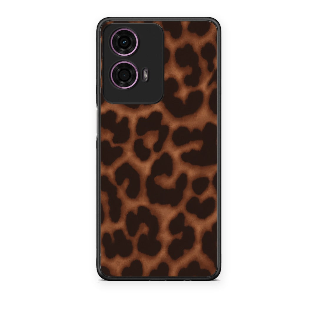 Θήκη Motorola G24 Leopard Print Dark Brown από τη Smartfits με σχέδιο στο πίσω μέρος και μαύρο περίβλημα | Motorola G24 Leopard Print Dark Brown case with colorful back and black bezels